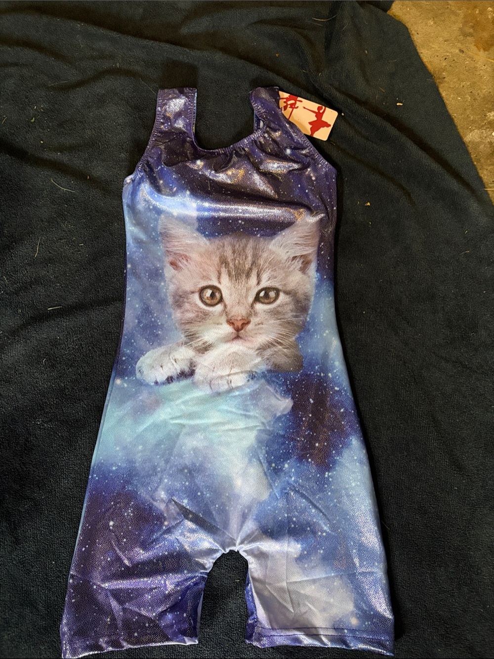 Unbranded Purple Galaxy Cat Print Stretchy Pet Romper